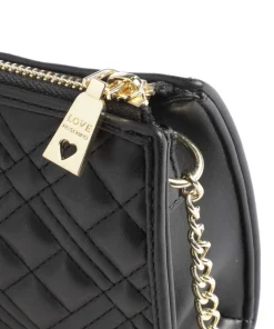 Quilted Schultertasche Lederimitat schwarz