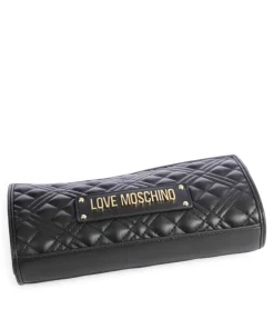 Quilted Schultertasche Lederimitat schwarz