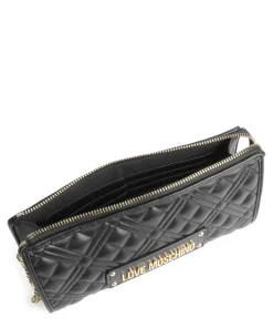 Quilted Schultertasche Lederimitat schwarz