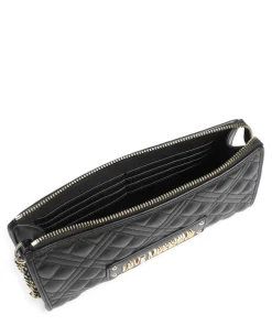 Quilted Schultertasche Lederimitat schwarz