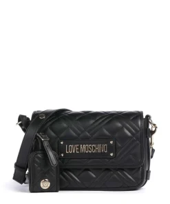 Quilted Umhängetasche Lederimitat schwarz