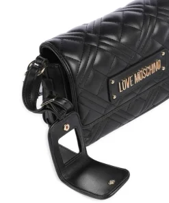 Quilted Umhängetasche Lederimitat schwarz