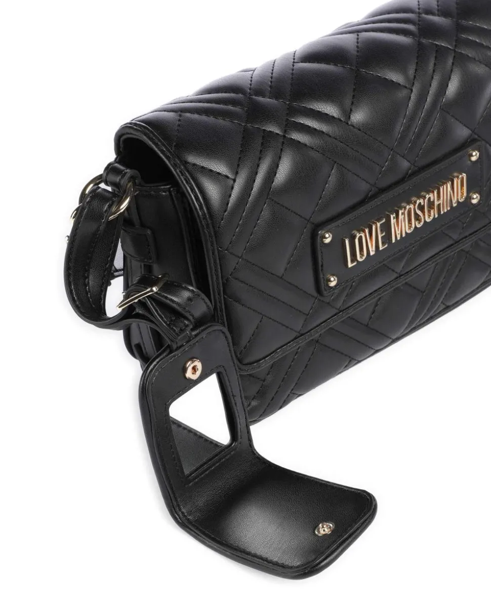 Quilted Umhängetasche Lederimitat schwarz