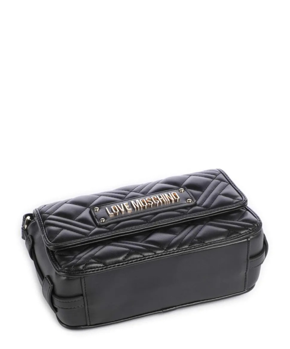 Quilted Umhängetasche Lederimitat schwarz