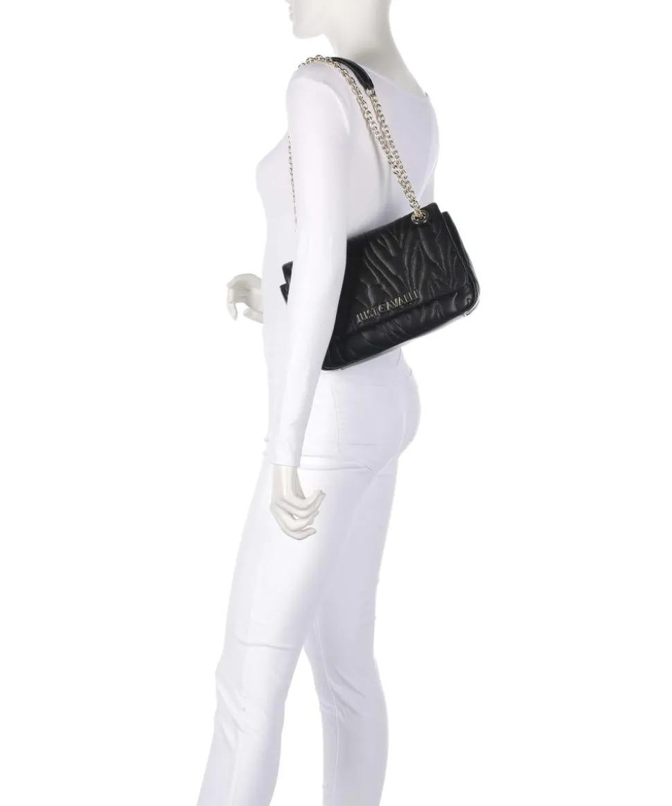 Quilted Zebra Schultertasche Lederimitat schwarz