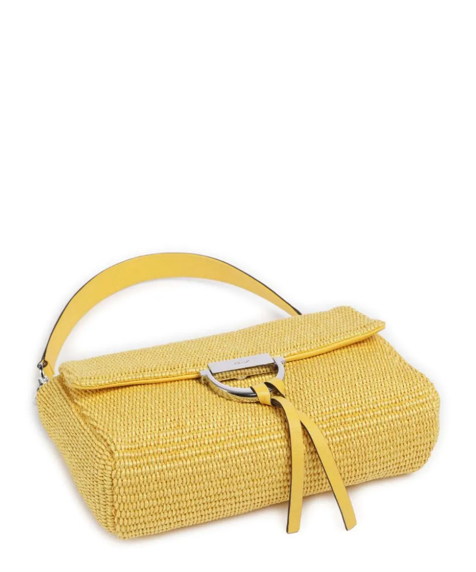 Raffia Temi Schultertasche Bast gelb
