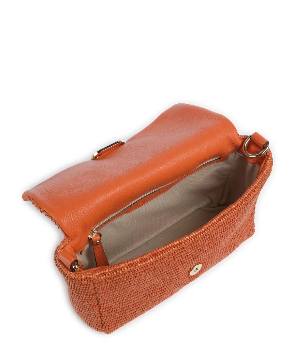 Raffia Temi Schultertasche Bast orange