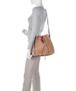 Raquel Bucket bag genarbtes Rindsleder hellbraun