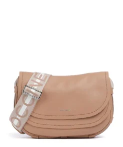 Raquel Schultertasche genarbtes Leder hellbraun