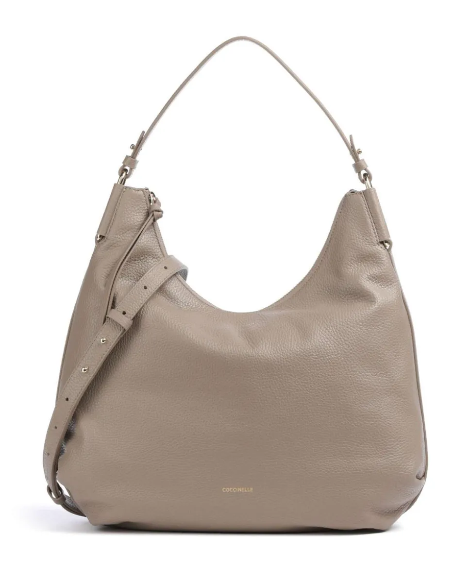 Rebekka Beuteltasche genarbtes Rindsleder taupe