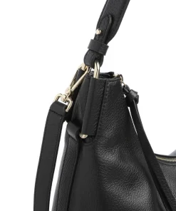 Rebekka Schultertasche genarbtes Rindsleder schwarz