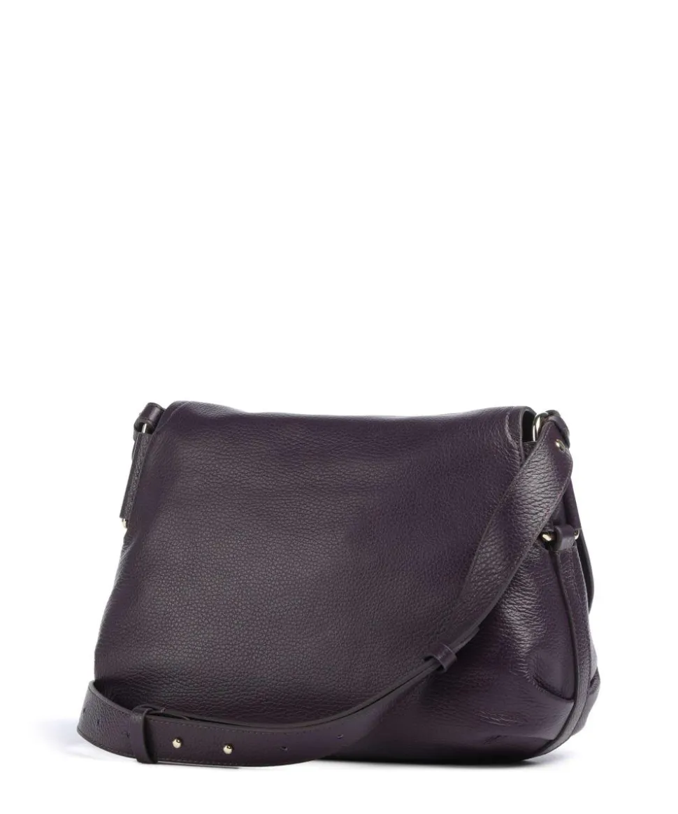 Rebekka Schultertasche genarbtes Rindsleder pflaume