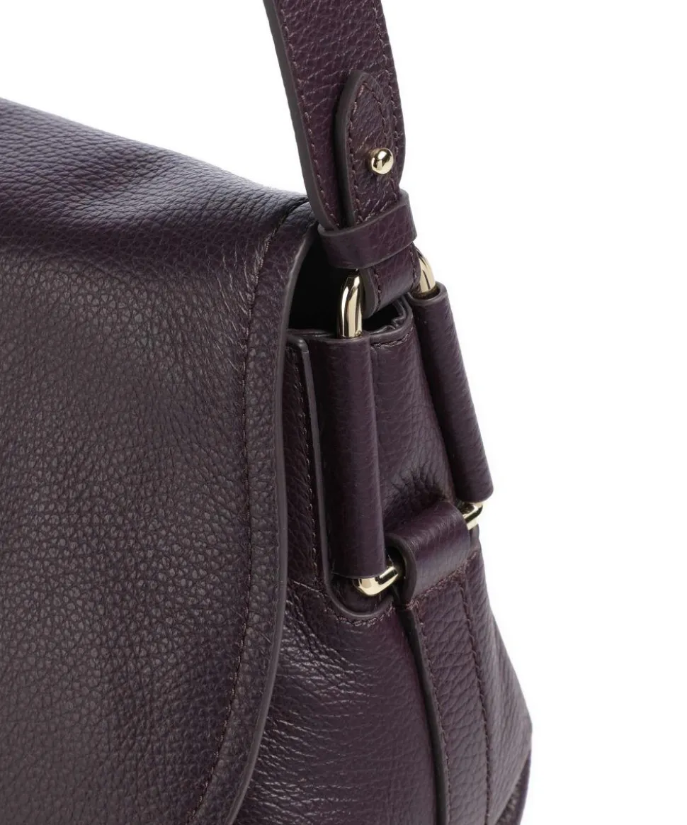 Rebekka Schultertasche genarbtes Rindsleder pflaume