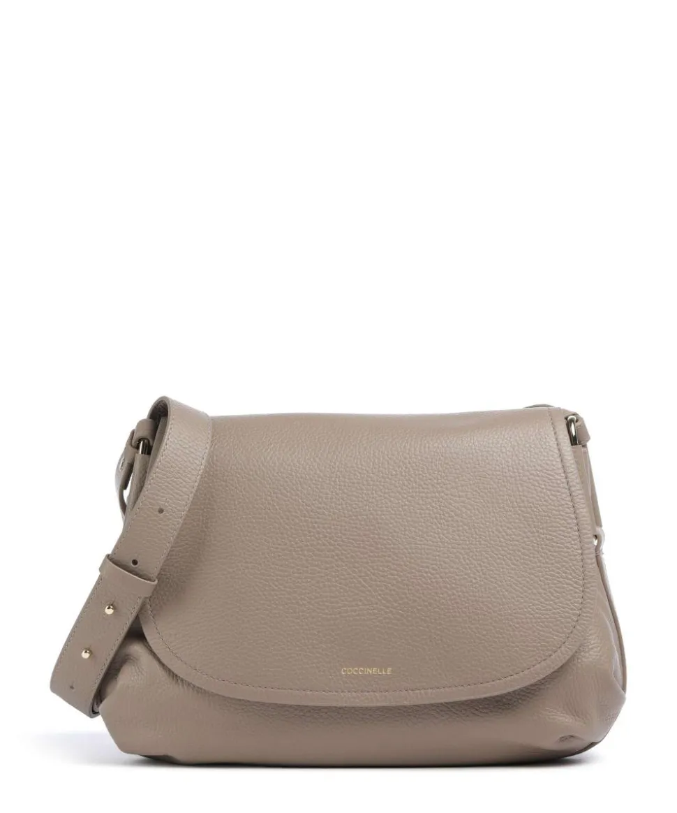 Rebekka Schultertasche genarbtes Rindsleder taupe