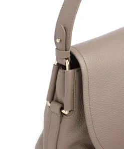 Rebekka Schultertasche genarbtes Rindsleder taupe