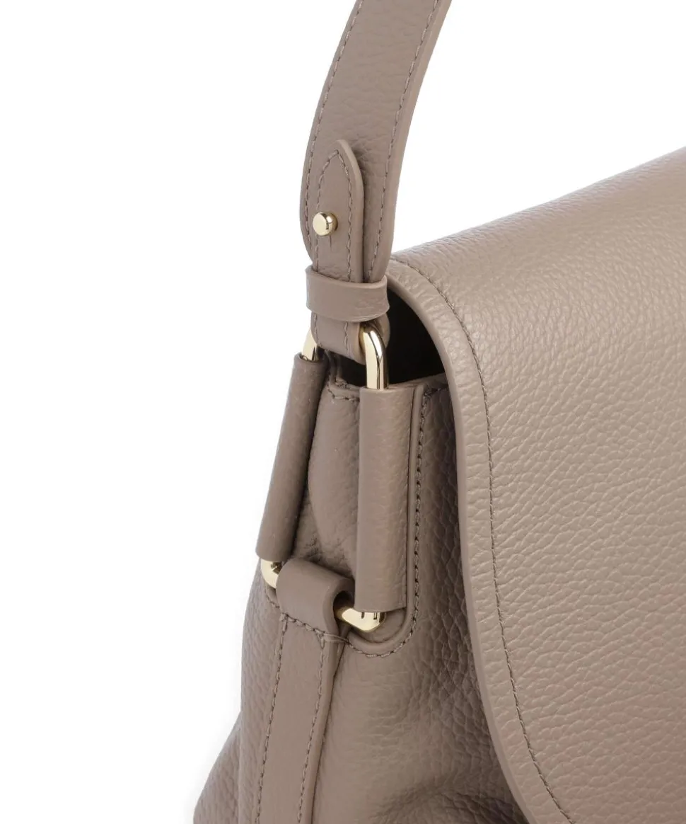 Rebekka Schultertasche genarbtes Rindsleder taupe