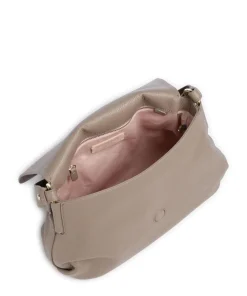 Rebekka Schultertasche genarbtes Rindsleder taupe