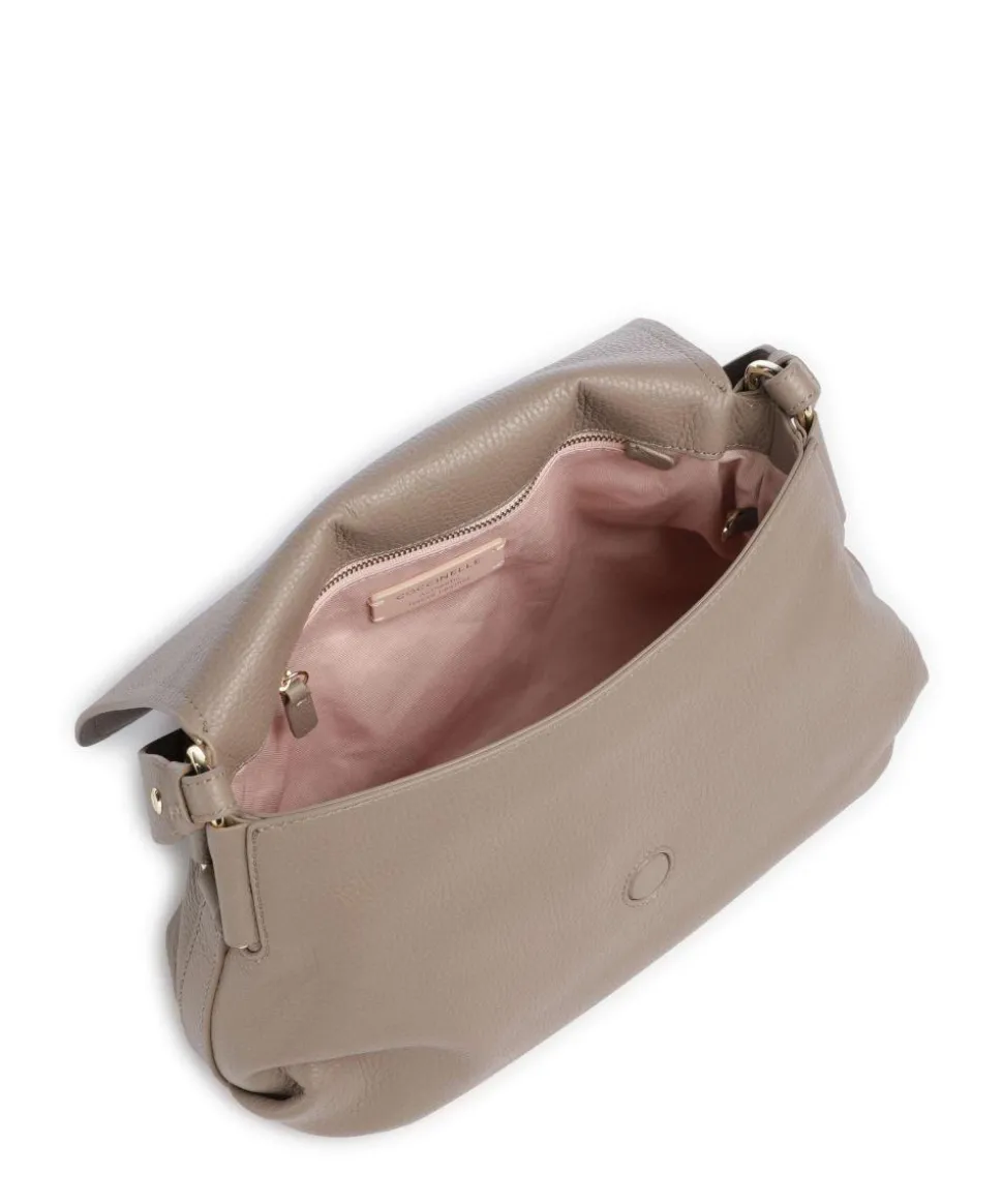 Rebekka Schultertasche genarbtes Rindsleder taupe