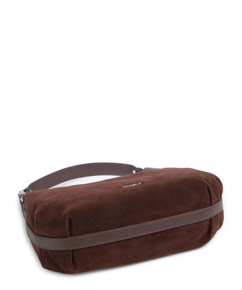 Rebekka Suede Beuteltasche aufgerautes Rindsleder dunkelbraun