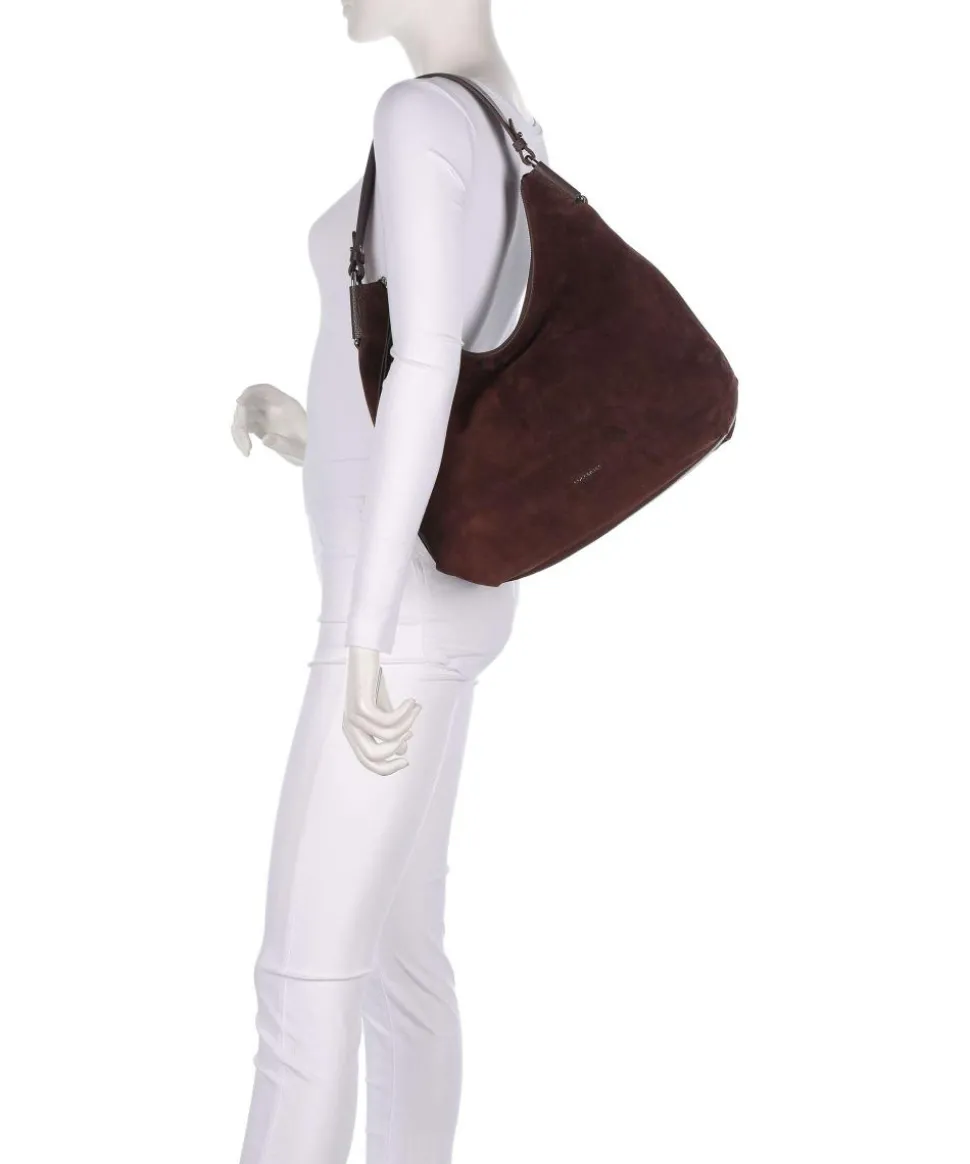 Rebekka Suede Beuteltasche aufgerautes Rindsleder dunkelbraun