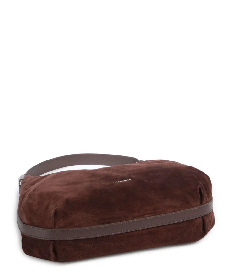 Rebekka Suede Beuteltasche aufgerautes Rindsleder dunkelbraun