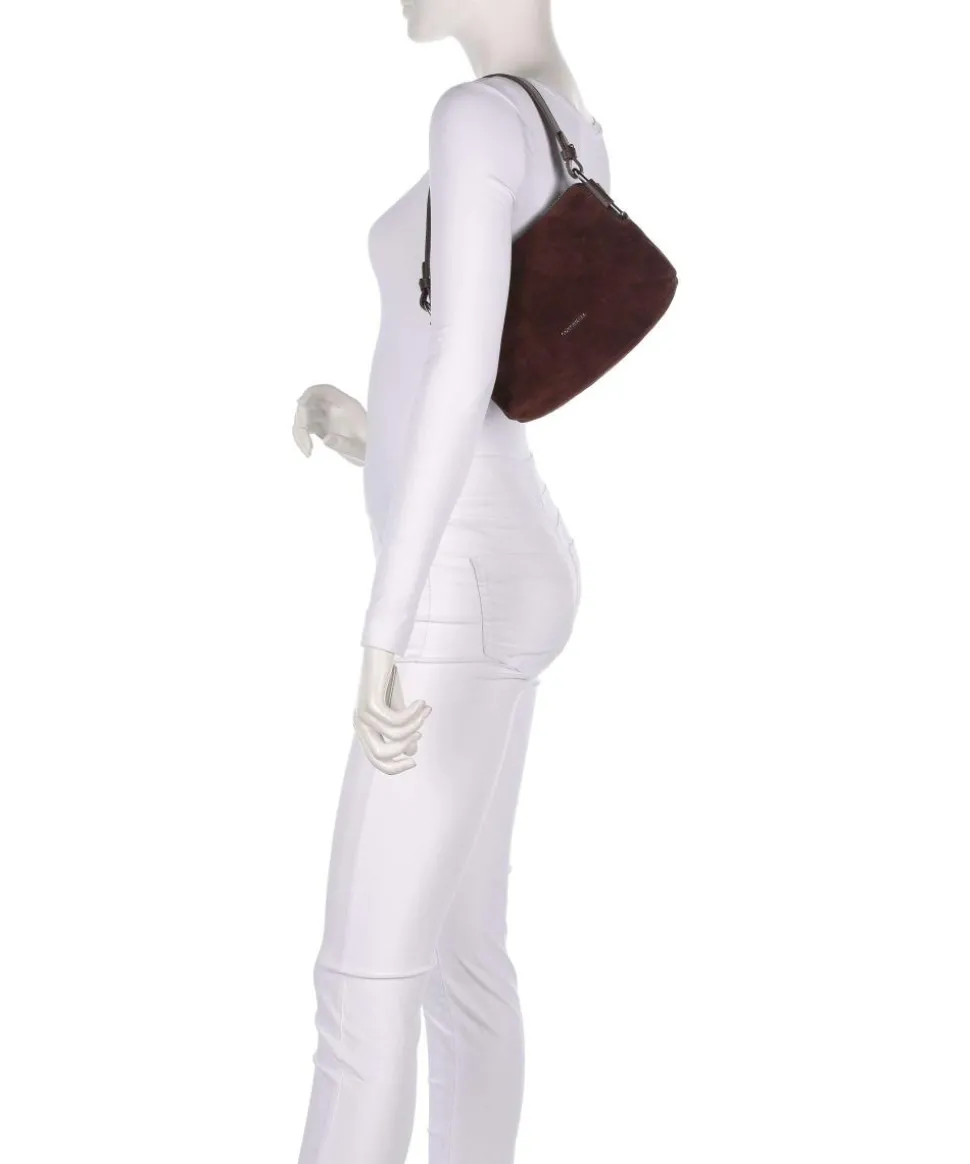 Rebekka Suede Schultertasche aufgerautes Rindsleder dunkelbraun