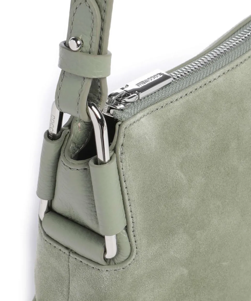 Rebekka Suede Schultertasche aufgerautes Rindsleder graugrün