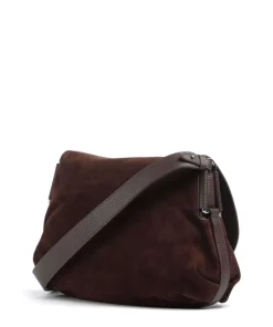 Rebekka Suede Schultertasche aufgerautes Rindsleder dunkelbraun