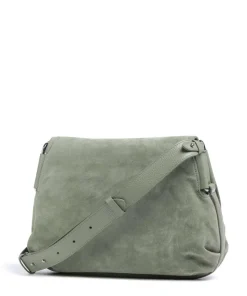 Rebekka Suede Schultertasche aufgerautes Rindsleder graugrün