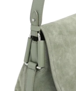 Rebekka Suede Schultertasche aufgerautes Rindsleder graugrün