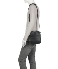 Relaxed Umhängetasche genarbtes Rindsleder schwarz