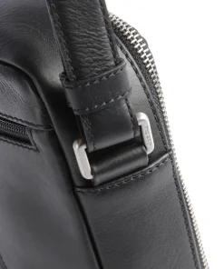 Relaxed Umhängetasche genarbtes Rindsleder schwarz