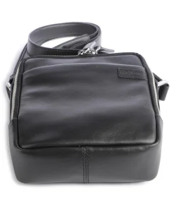 Relaxed Umhängetasche genarbtes Rindsleder schwarz