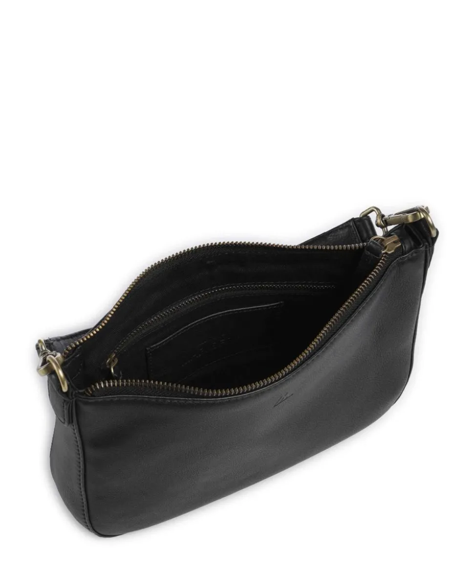 Remona Schultertasche genarbtes Rindsleder schwarz