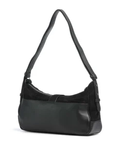 Ren Suede S Schultertasche aufgerautes Leder schwarz