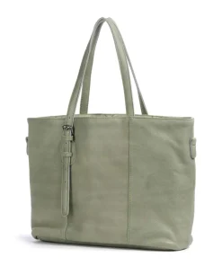 Reversible Shopper genarbtes Leder graugrün