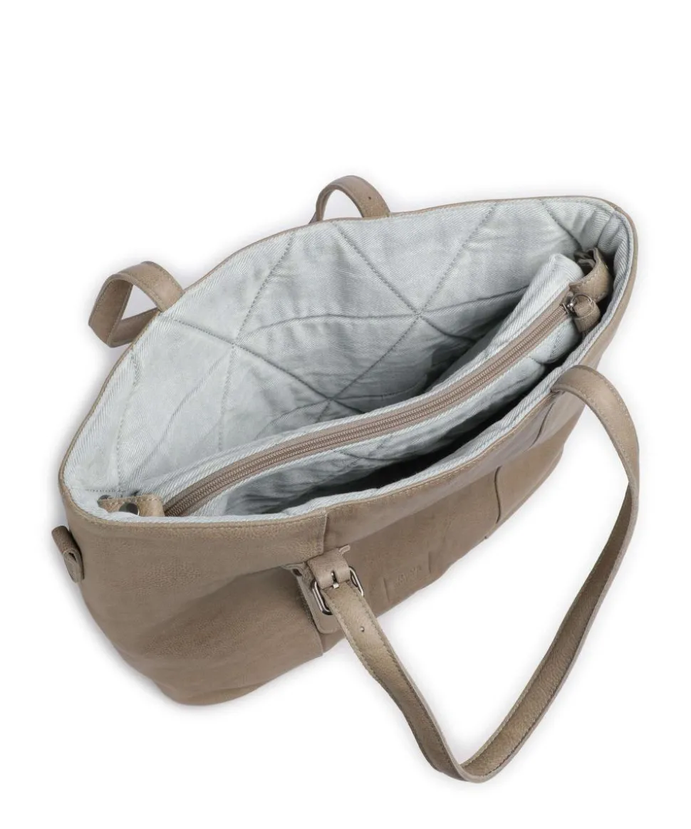 Reversible Shopper genarbtes Leder hellbraun