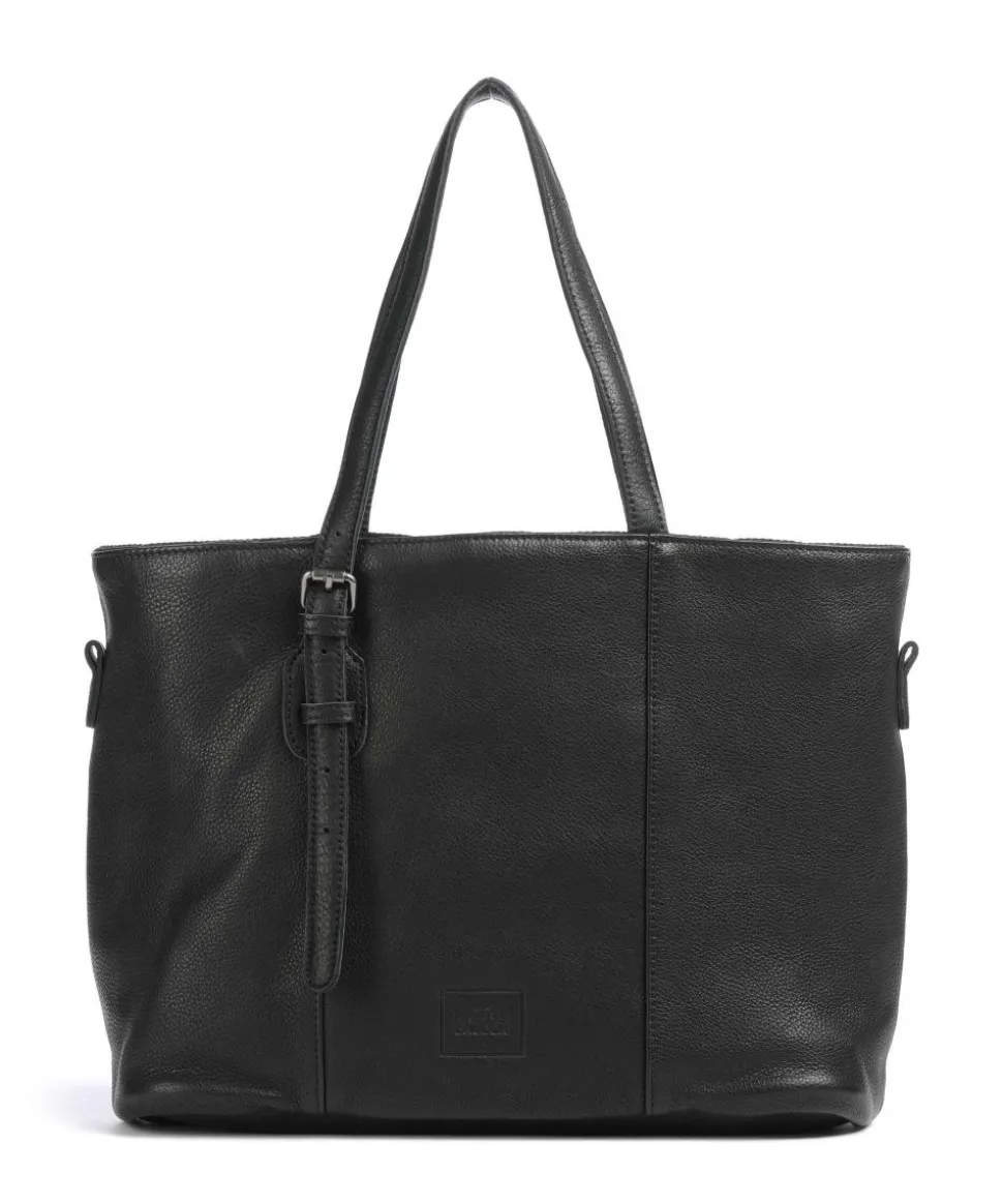 Reversible Shopper genarbtes Leder schwarz