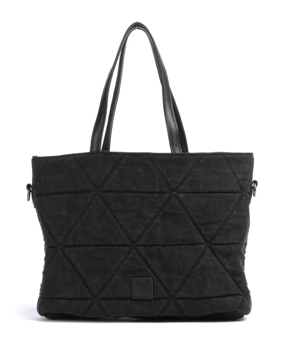 Reversible Shopper genarbtes Leder schwarz