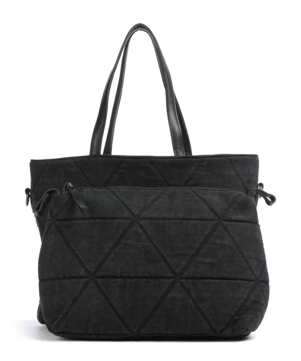 Reversible Shopper genarbtes Leder schwarz