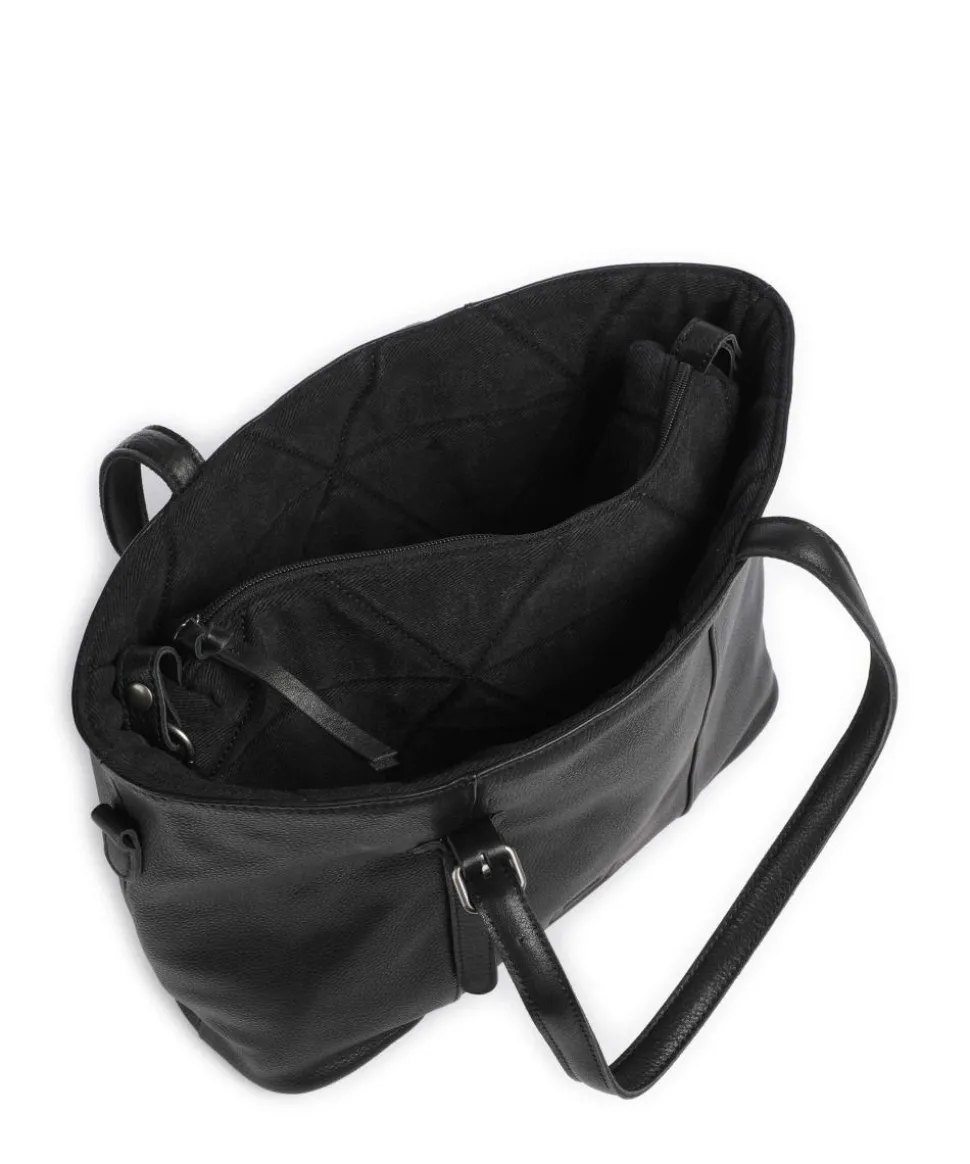 Reversible Shopper genarbtes Leder schwarz