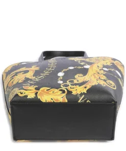 Reversible Shopper Handtasche Lederimitat schwarz