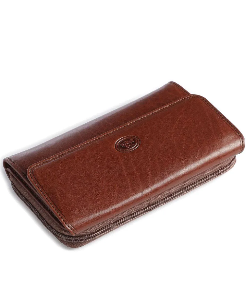 RFID Geldbörse genarbtes Leder braun