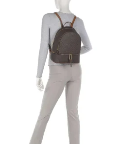 Rhea Zip Rucksack Canvas dunkelbraun