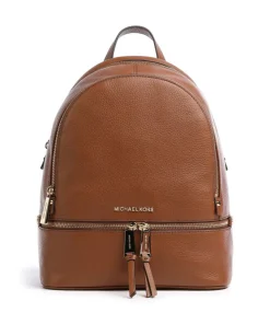 Rhea Zip Rucksack genarbtes Rindsleder braun