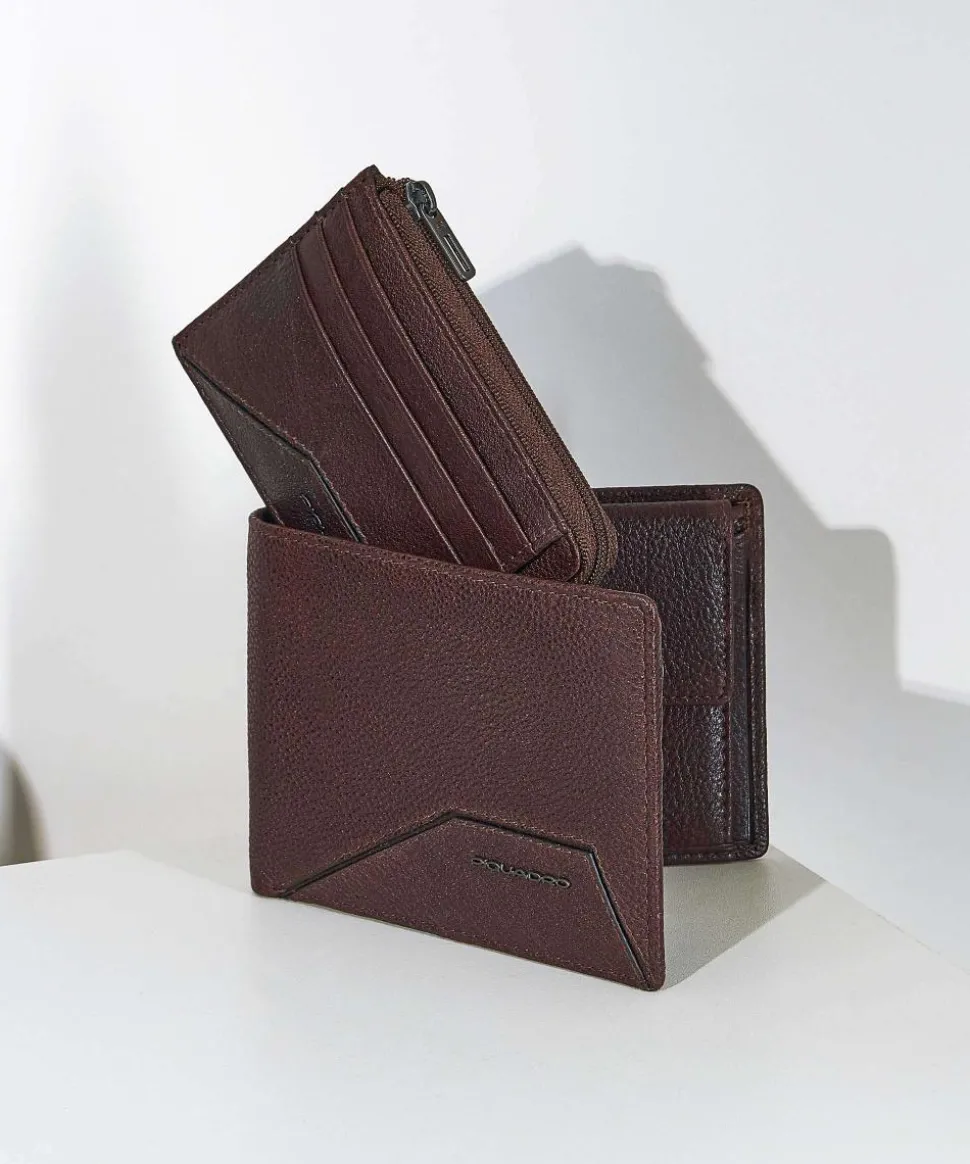 Rhino RFID Geldbörse genarbtes Rindsleder dunkelbraun