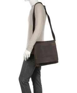 Richmond Schultertasche Leder dunkelbraun