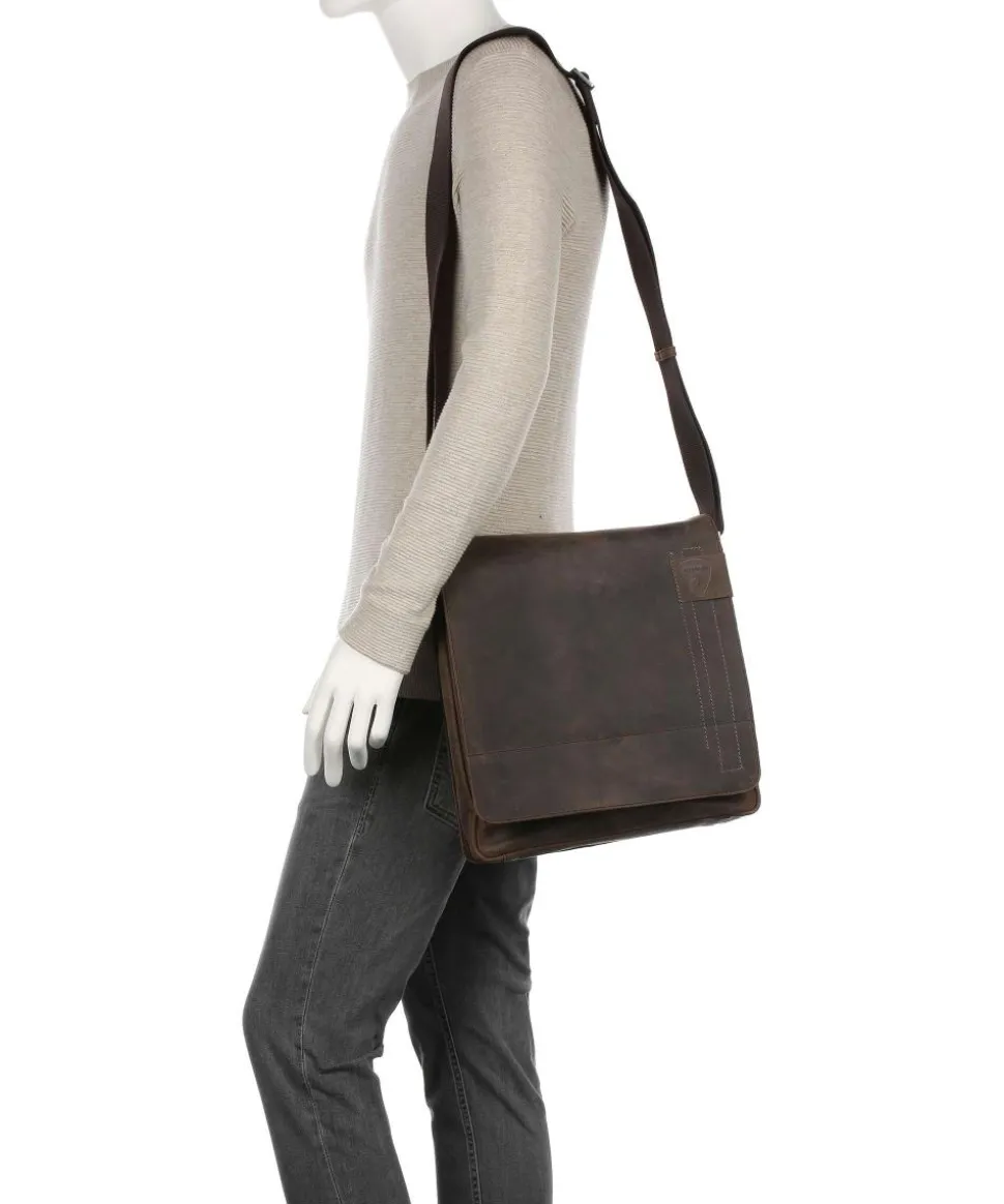 Richmond Schultertasche Leder dunkelbraun