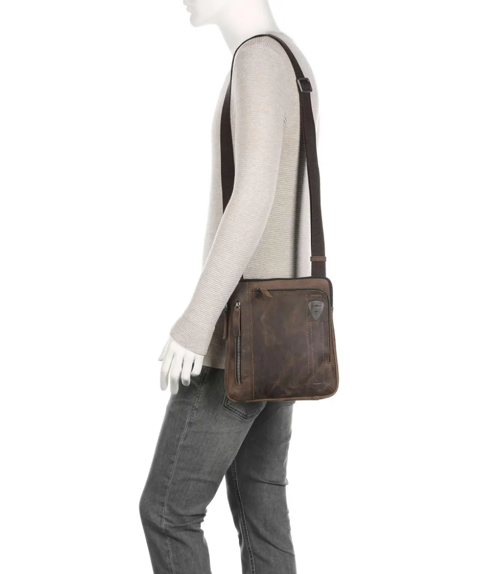 Richmond Umhängetasche genarbtes Leder dunkelbraun