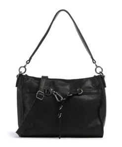 Ride Easy Schultertasche genarbtes Leder schwarz